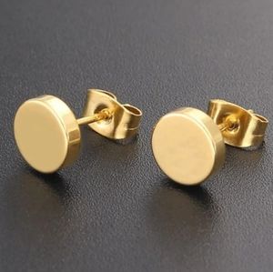 10 mm simple stainless steel 18k gold plated minimalist round earrings
